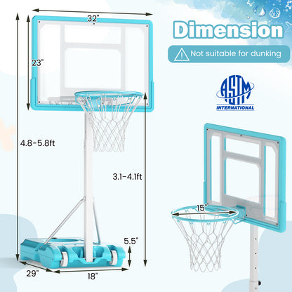 Portable Pool Basketball Hoop, Shatterproof Backboard, White Sport Equipments at Gallery Canada