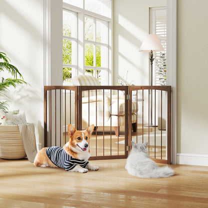 30 Inch Tall Wooden Pet Fence, For Cats And Dogs, Brown Pet Gate at Gallery Canada