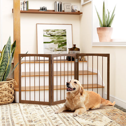 30 Inch Tall Wooden Pet Fence, For Cats And Dogs, Brown Pet Gate at Gallery Canada