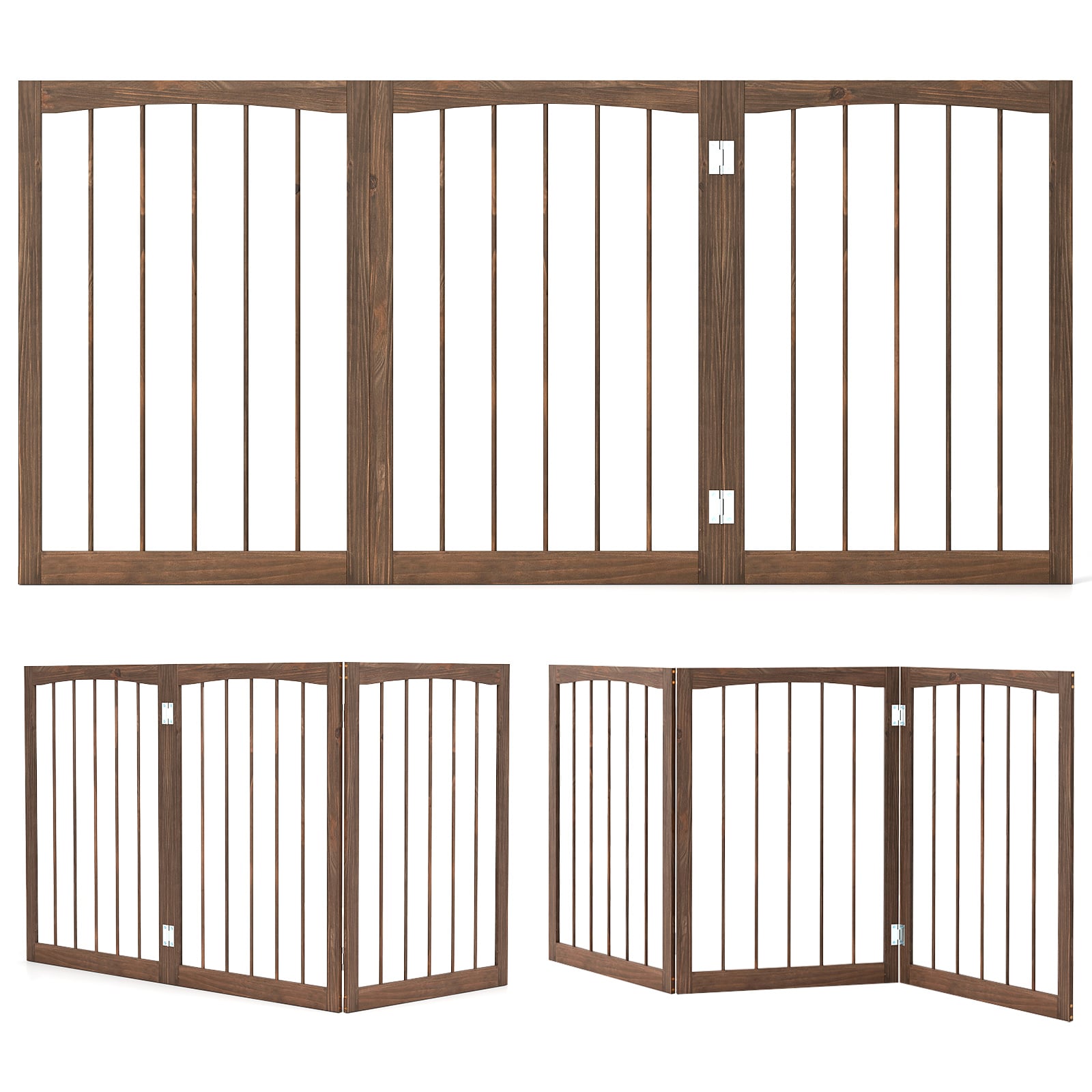 30 Inch Tall Wooden Pet Fence, For Cats And Dogs, Brown Pet Gate at Gallery Canada