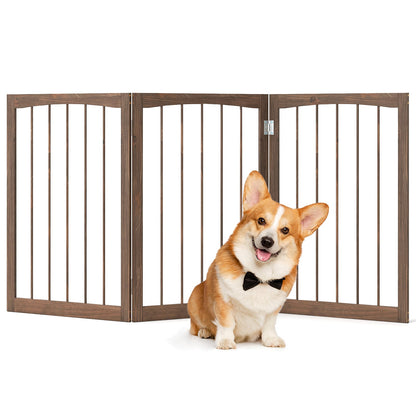 30 Inch Tall Wooden Pet Fence, For Cats And Dogs, Brown Pet Gate Brown at Gallery Canada