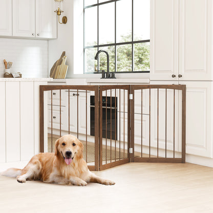 30 Inch Tall Wooden Pet Fence, For Cats And Dogs, Brown Pet Gate at Gallery Canada