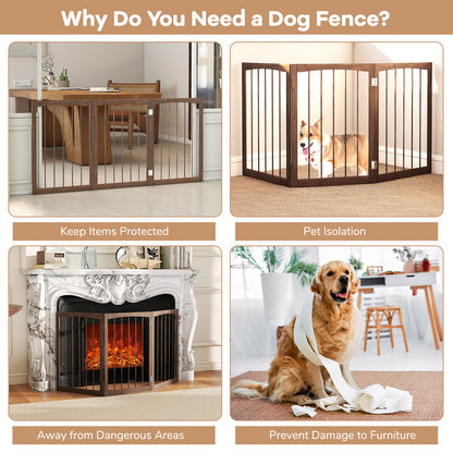 30 Inch Tall Wooden Pet Fence, For Cats And Dogs, Brown Pet Gate at Gallery Canada