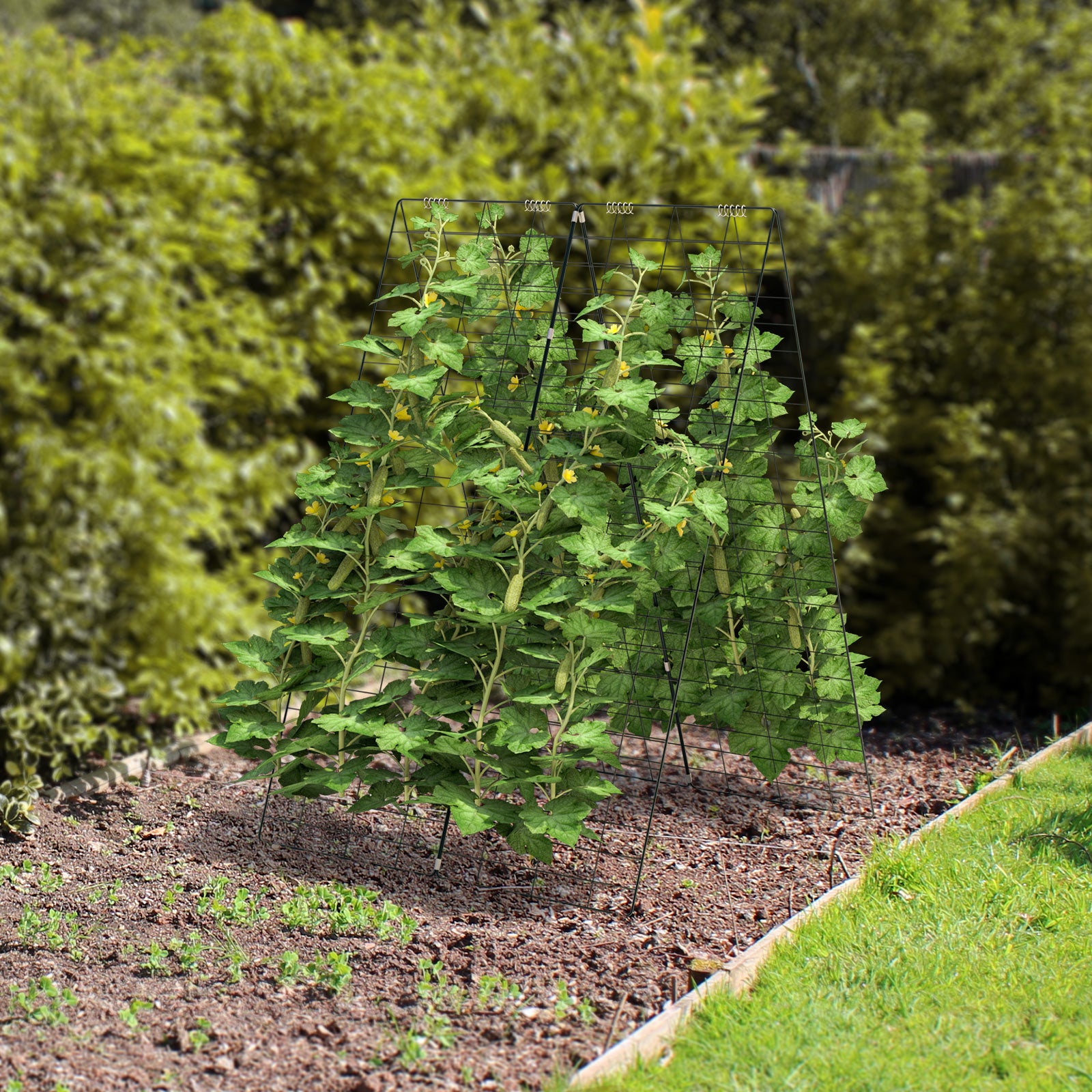 2 Pieces Foldable A-Frame Trellis Plant Supports, Green Plant Stands at Gallery Canada