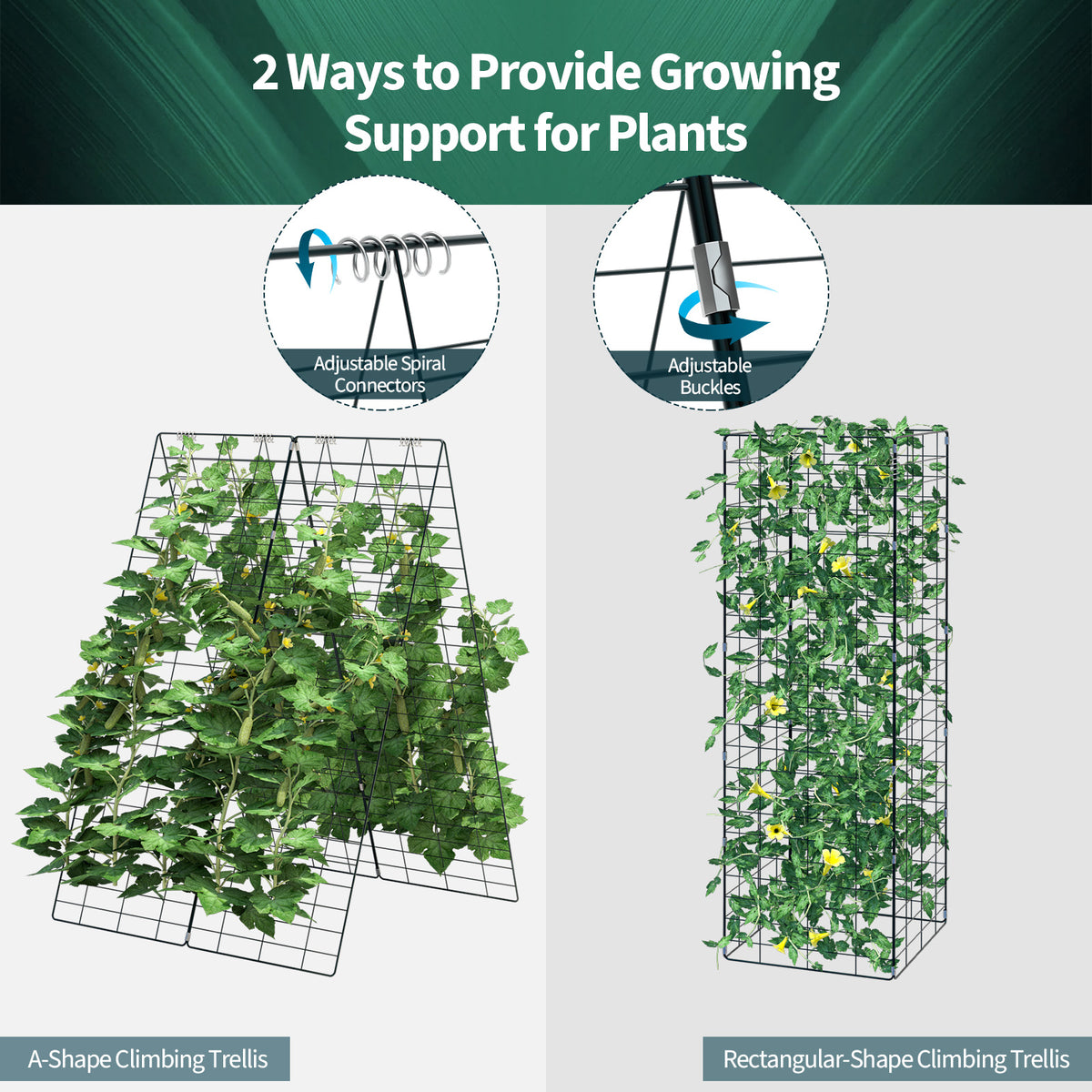 2 Pieces Foldable A-Frame Trellis Plant Supports, Green Plant Stands at Gallery Canada