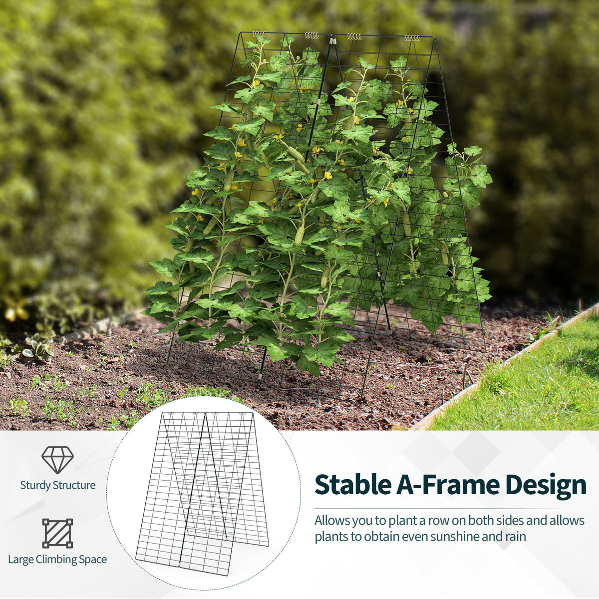 2 Pieces Foldable A-Frame Trellis Plant Supports, Green Plant Stands at Gallery Canada