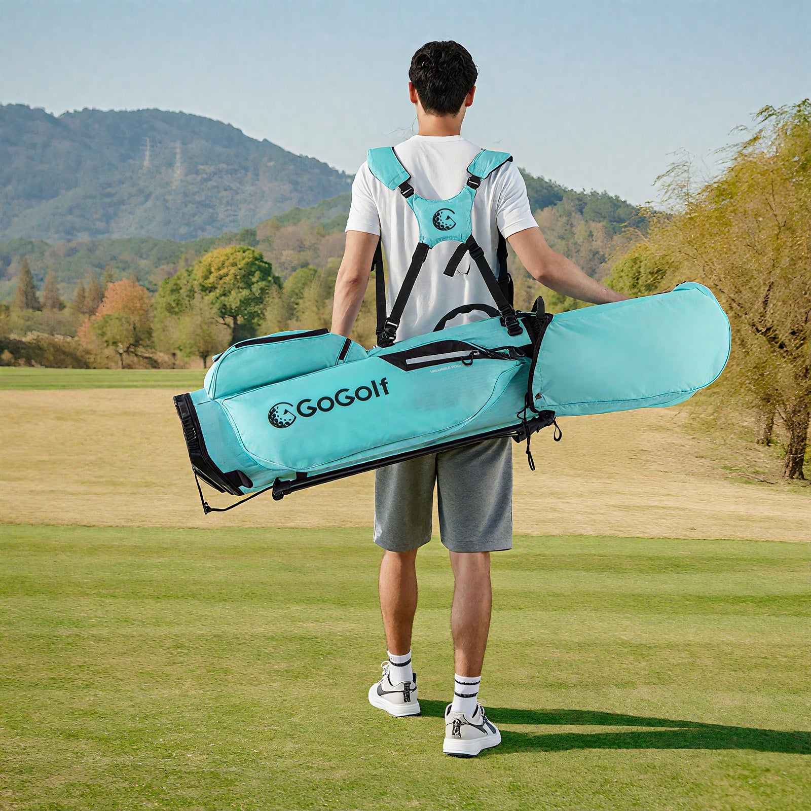 Lightweight Golf Stand Bag, 8 Way Top Dividers, 5 Zippered Pockets, Blue Golf at Gallery Canada