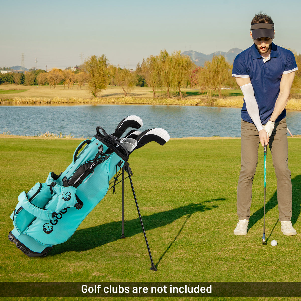 Lightweight Golf Stand Bag, 8 Way Top Dividers, 5 Zippered Pockets, Blue Golf at Gallery Canada