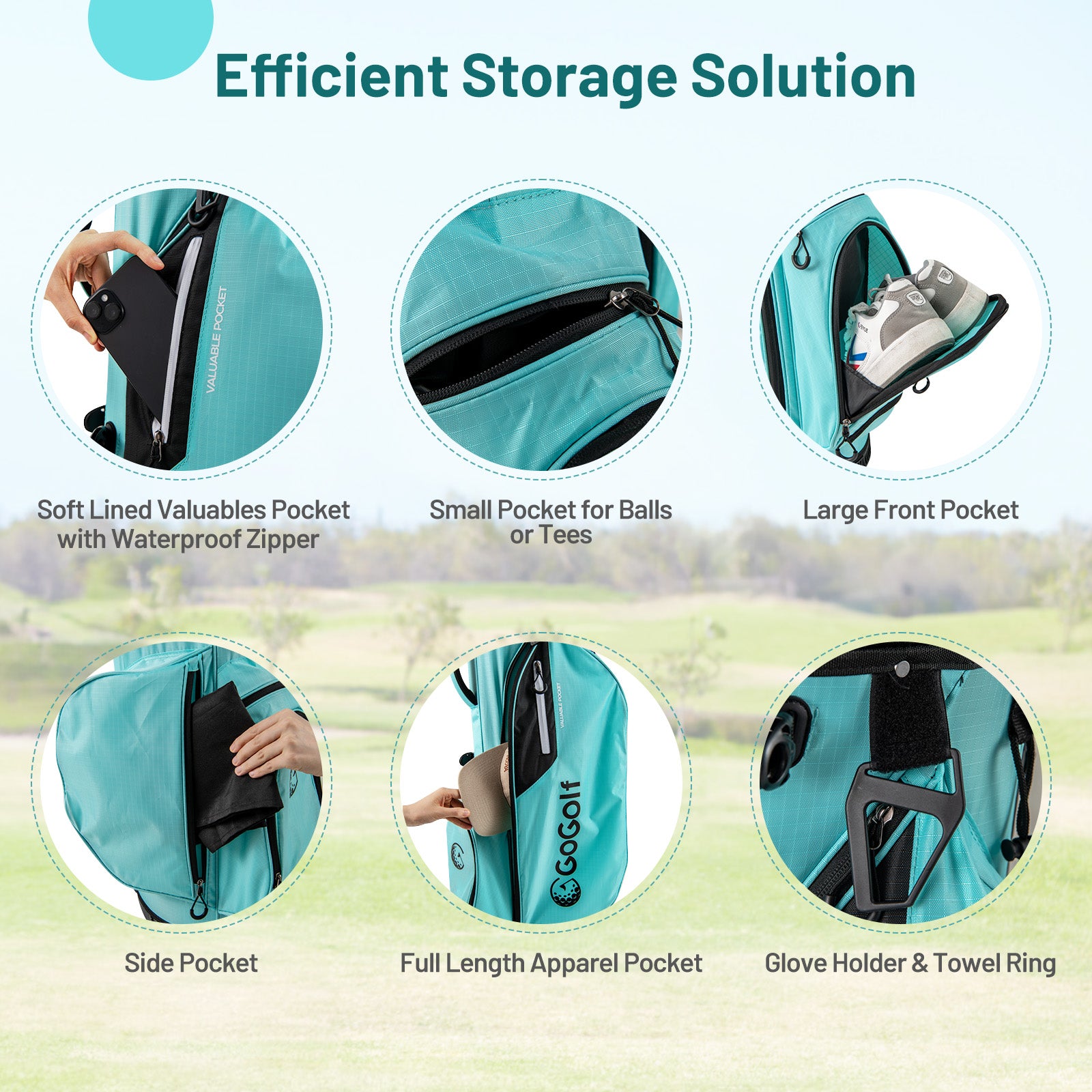 Lightweight Golf Stand Bag, 8 Way Top Dividers, 5 Zippered Pockets, Blue Golf at Gallery Canada