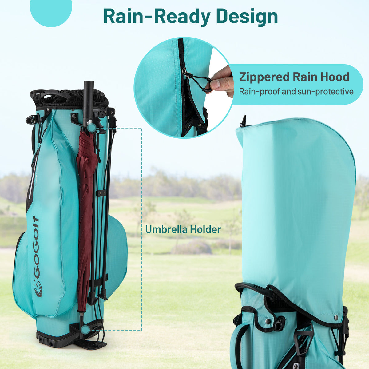 Lightweight Golf Stand Bag, 8 Way Top Dividers, 5 Zippered Pockets, Blue Golf at Gallery Canada