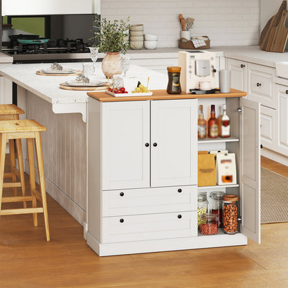 47.5 Inch Freestanding Kitchen Cabinet, 3 Doors, 2 Large Drawers, White Sideboards Cabinets & Buffets at Gallery Canada