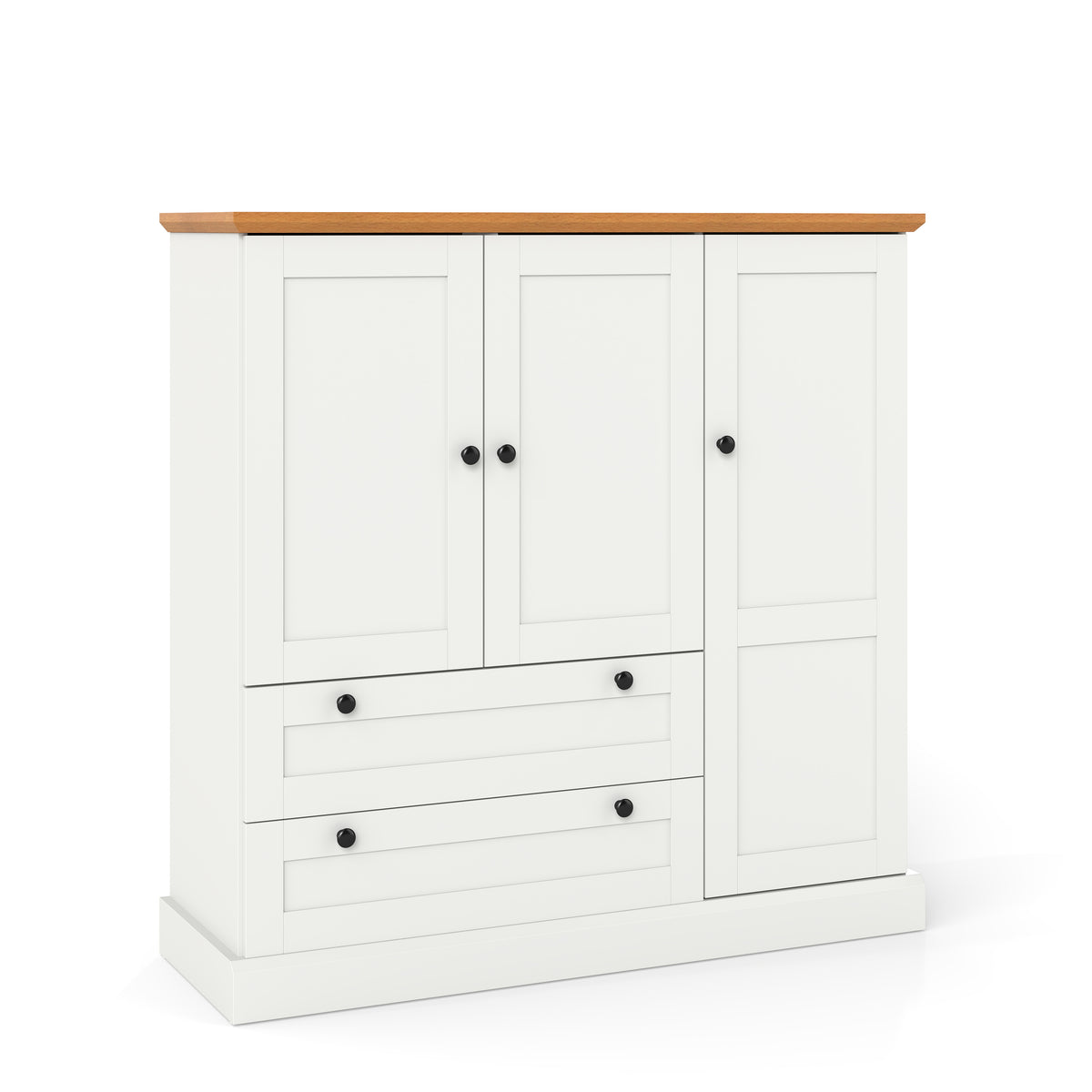 47.5 Inch Freestanding Kitchen Cabinet, 3 Doors, 2 Large Drawers, White Sideboards Cabinets & Buffets White at Gallery Canada