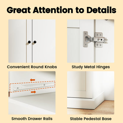 47.5 Inch Freestanding Kitchen Cabinet, 3 Doors, 2 Large Drawers, White Sideboards Cabinets & Buffets at Gallery Canada