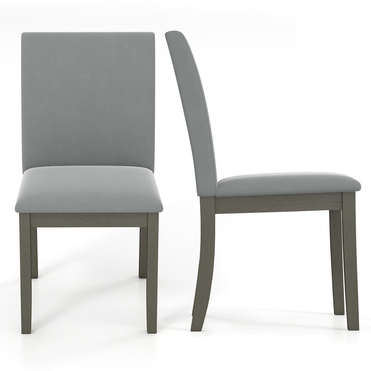 Upholstered Dining Chairs, Set Of 2, Rubber Wood Legs, High Back, Gray Dining Chairs Gray at Gallery Canada