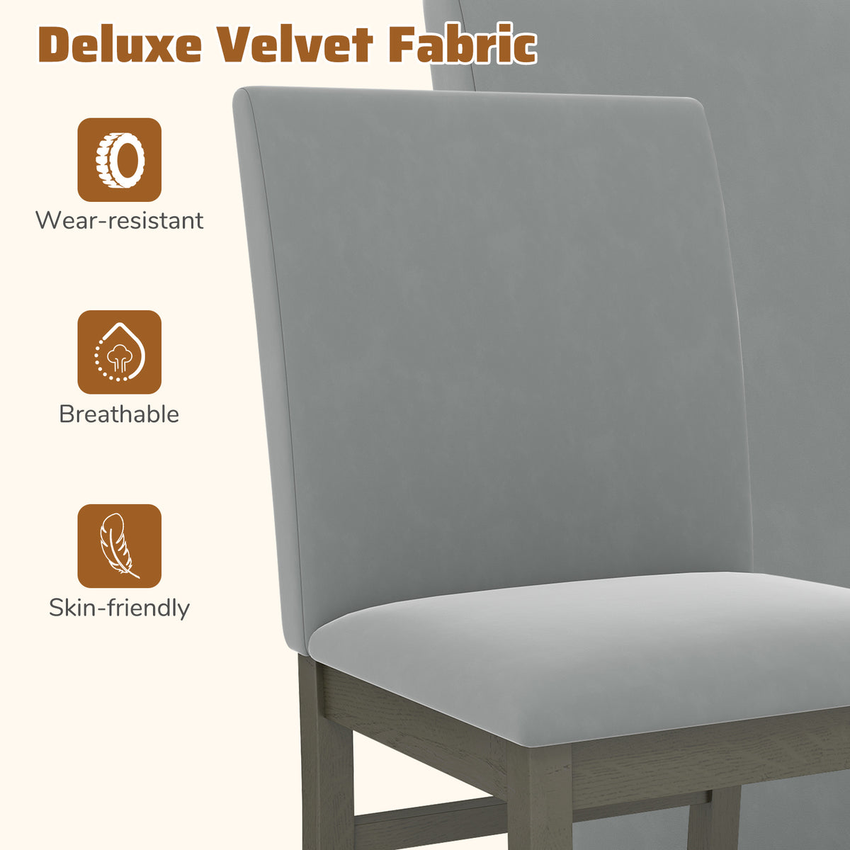 Upholstered Dining Chairs, Set Of 2, Rubber Wood Legs, High Back, Gray Dining Chairs at Gallery Canada
