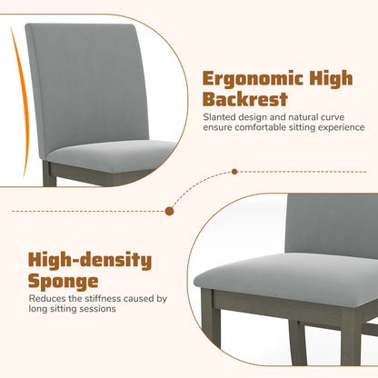 Upholstered Dining Chairs, Set Of 2, Rubber Wood Legs, High Back, Gray Dining Chairs at Gallery Canada