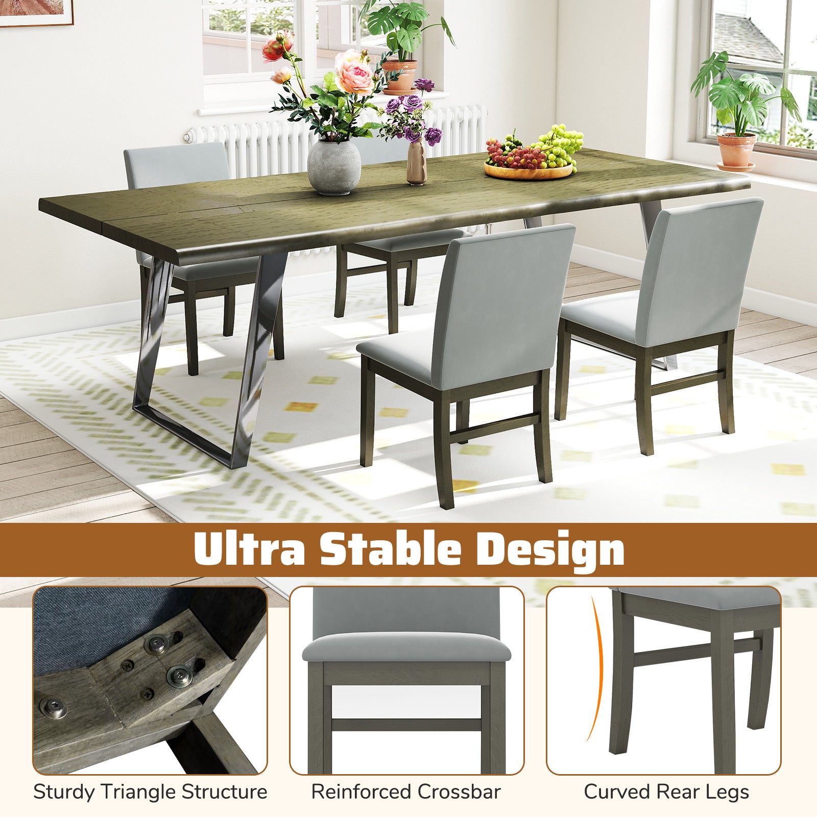 Upholstered Dining Chairs, Set Of 2, Rubber Wood Legs, High Back, Gray Dining Chairs at Gallery Canada