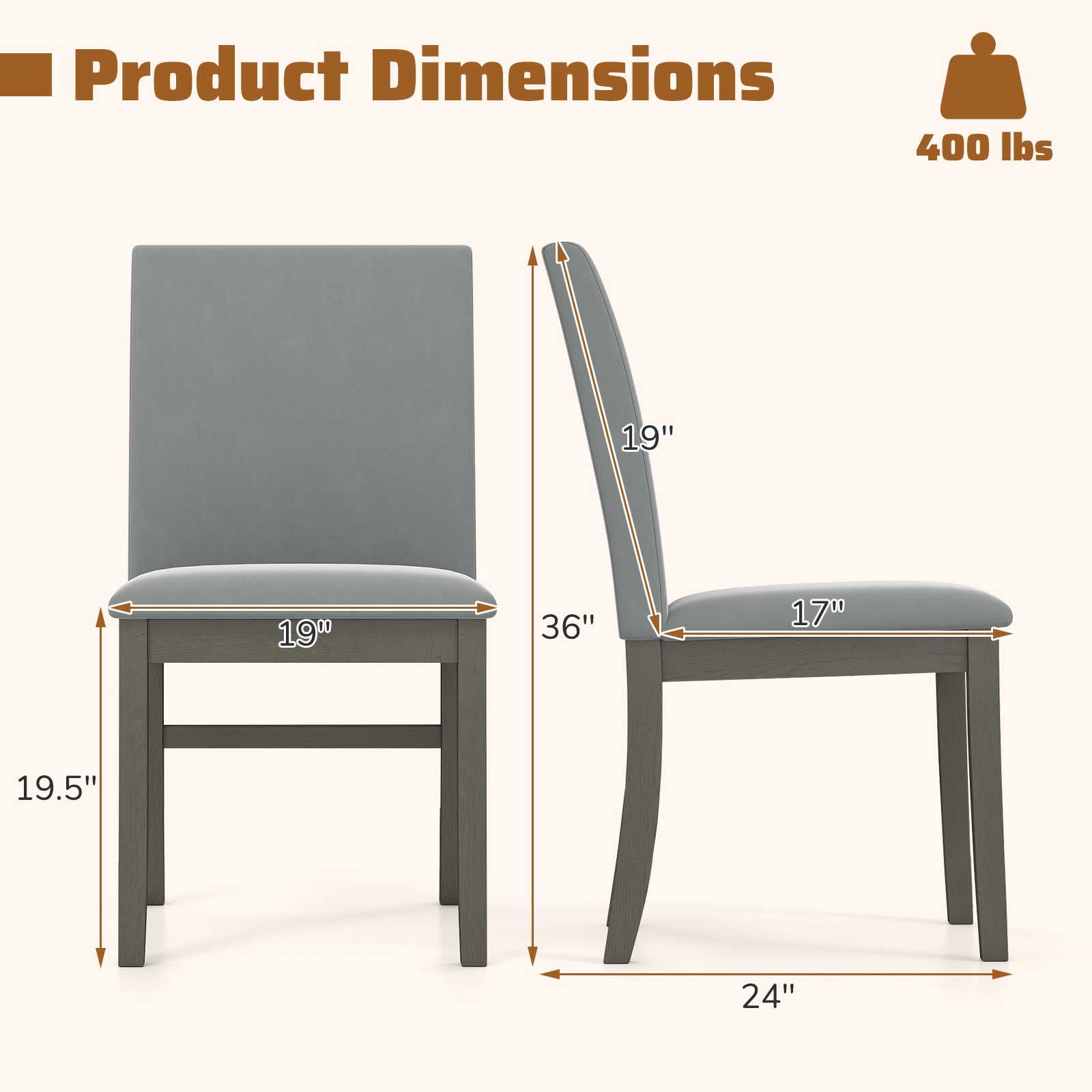 Upholstered Dining Chairs, Set Of 2, Rubber Wood Legs, High Back, Gray Dining Chairs at Gallery Canada