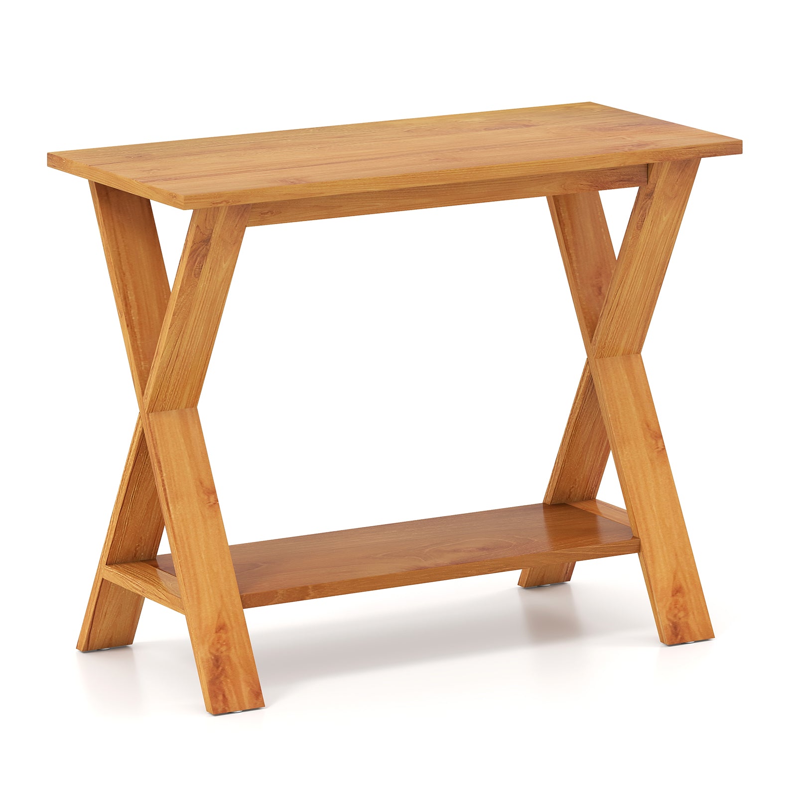 35 Inch Solid Wood Console Table With Storage Shelf, Teak Floor Cabinets at Gallery Canada