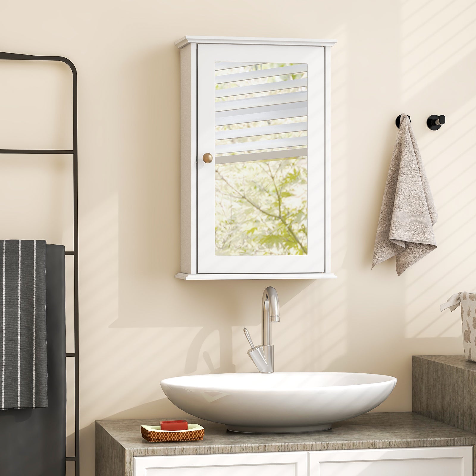 Bathroom Wall Cabinet, Single Mirror Door, White Wall Cabinets at Gallery Canada