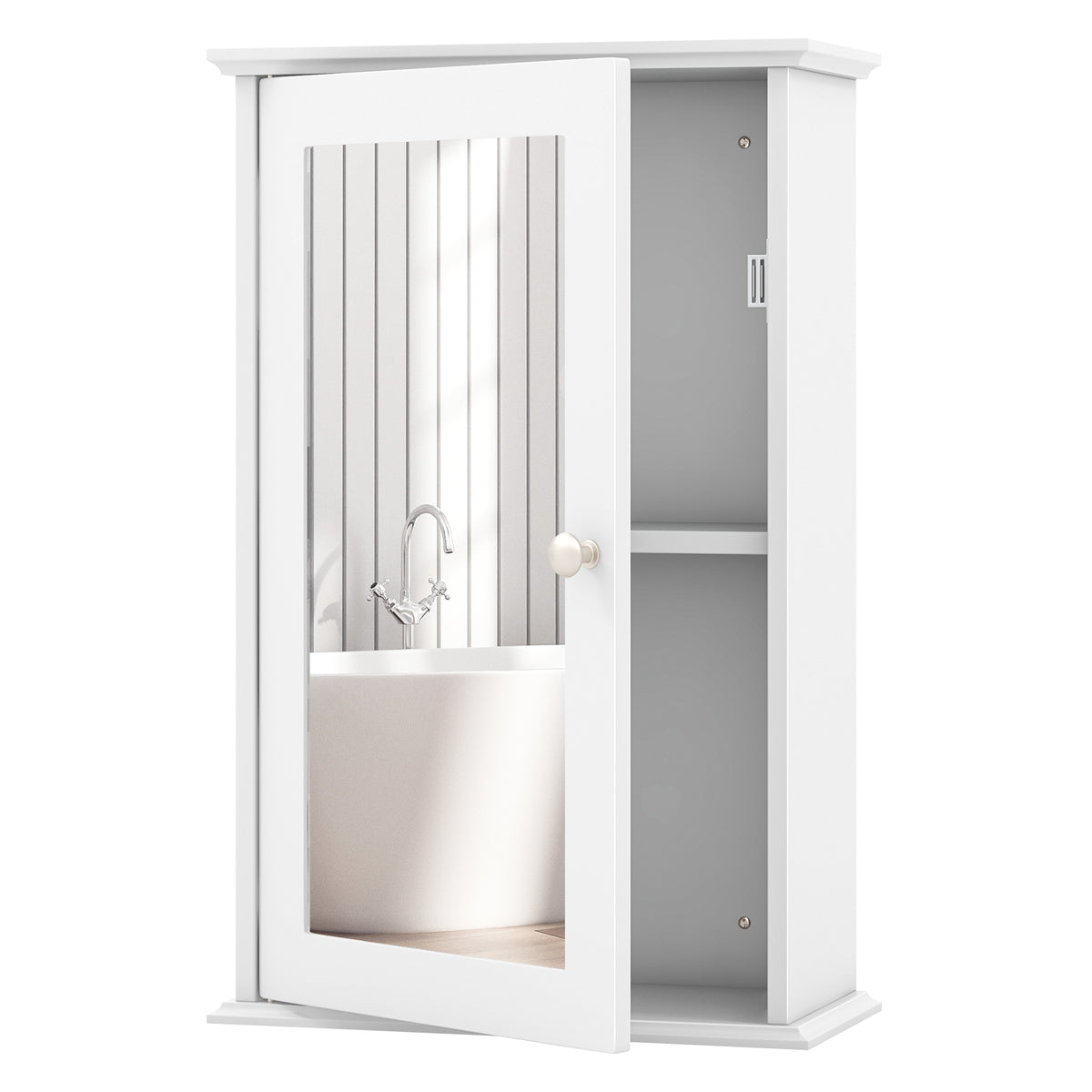 Bathroom Wall Cabinet, Single Mirror Door, White Wall Cabinets at Gallery Canada