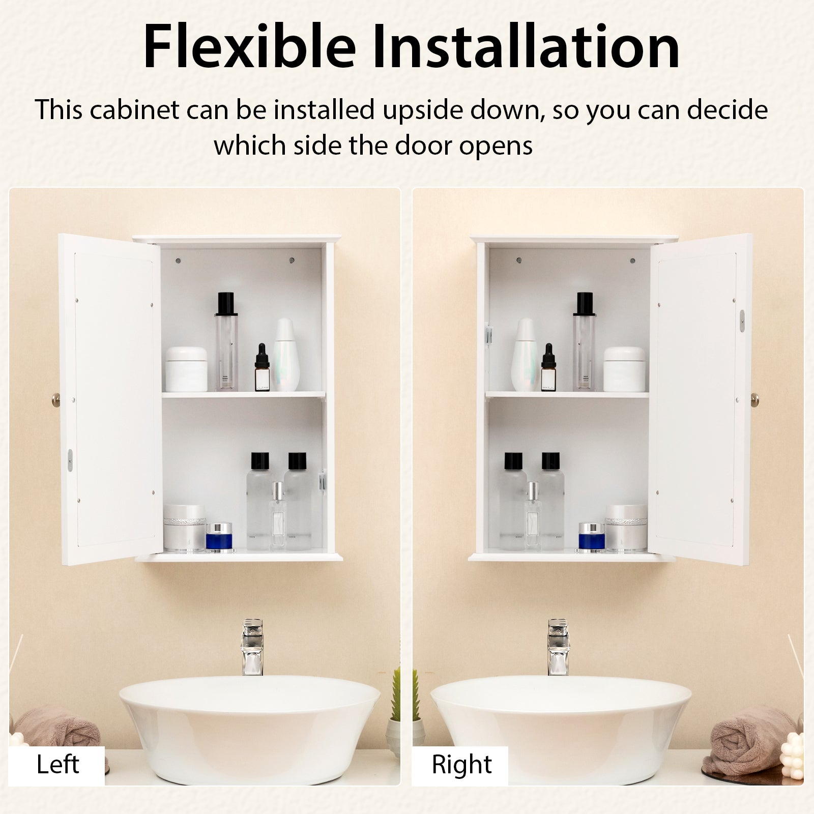 Bathroom Wall Cabinet, Single Mirror Door, White Wall Cabinets at Gallery Canada