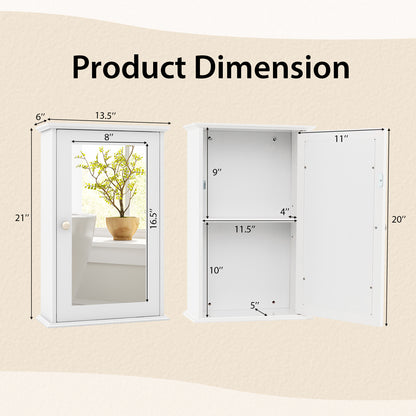 Bathroom Wall Cabinet, Single Mirror Door, White Wall Cabinets at Gallery Canada