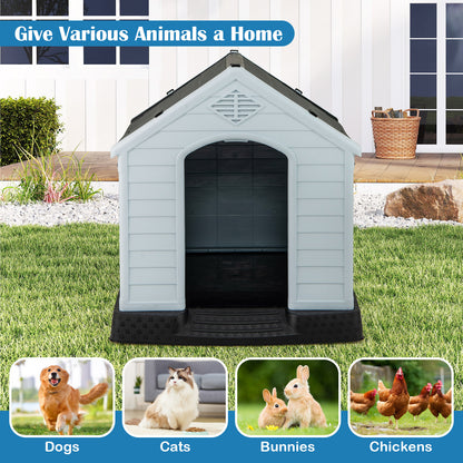 Waterproof Plastic Dog House, Elevated Floor, Medium, Gray Dog Kennels at Gallery Canada