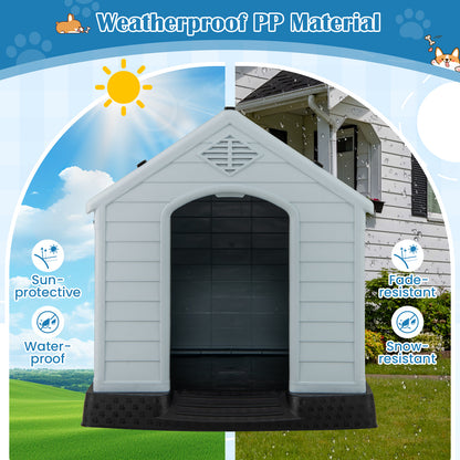 Waterproof Plastic Dog House, Elevated Floor, Medium, Gray Dog Kennels at Gallery Canada