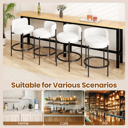 24 Inch Boucle Counter Stools, Set of 2, Curved Backrest, White Bar Stools at Gallery Canada
