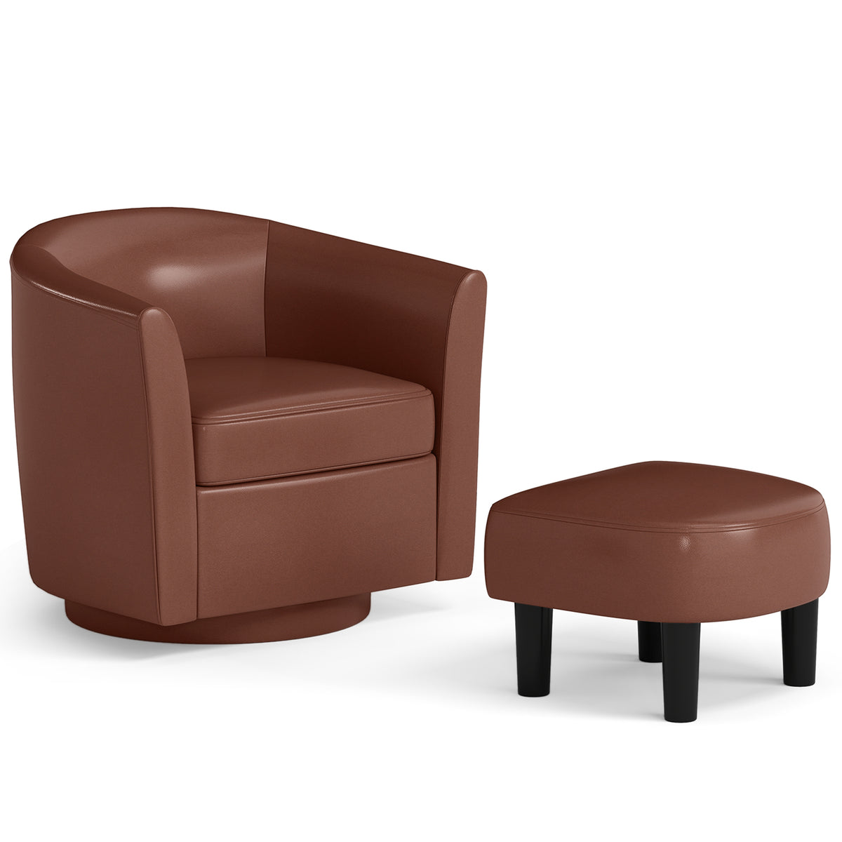 Modern Club Swivel Accent Chair, Ottoman Footrest, Curved Backrest, Brown Accent Chairs Brown at Gallery Canada