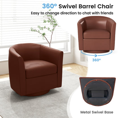 Modern Club Swivel Accent Chair, Ottoman Footrest, Curved Backrest, Brown Accent Chairs at Gallery Canada