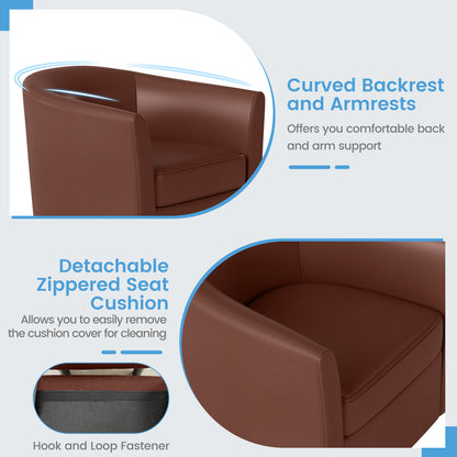 Modern Club Swivel Accent Chair, Ottoman Footrest, Curved Backrest, Brown Accent Chairs at Gallery Canada