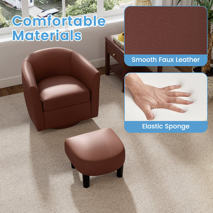 Modern Club Swivel Accent Chair, Ottoman Footrest, Curved Backrest, Brown Accent Chairs at Gallery Canada