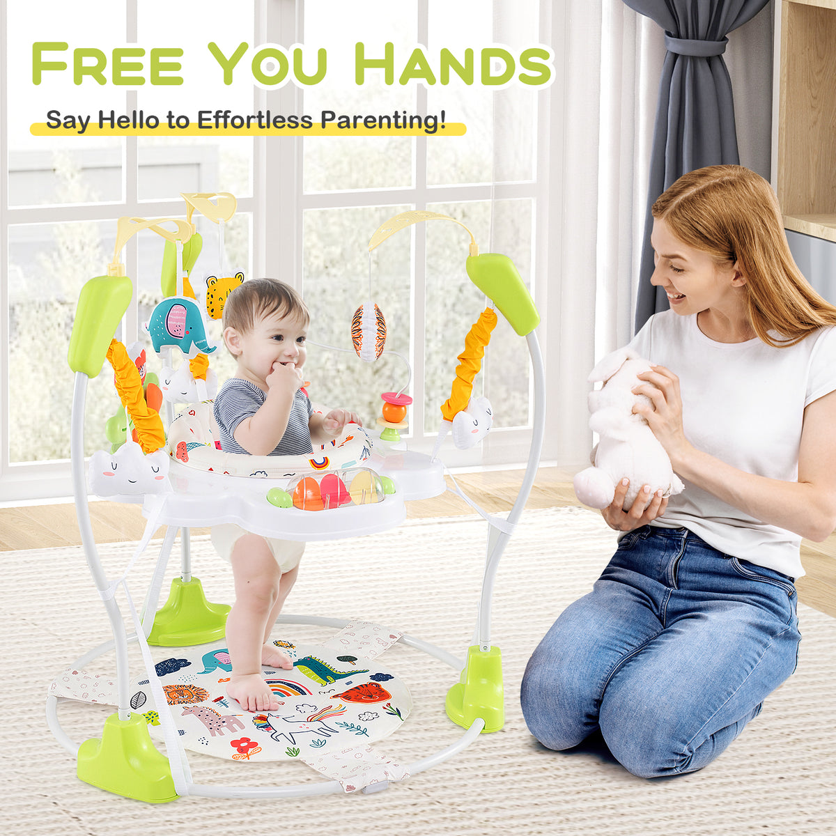 Baby Activity Center, Height Adjustable Bouncing Saucer With Toys, Yellow Baby Gyms & Playmats at Gallery Canada