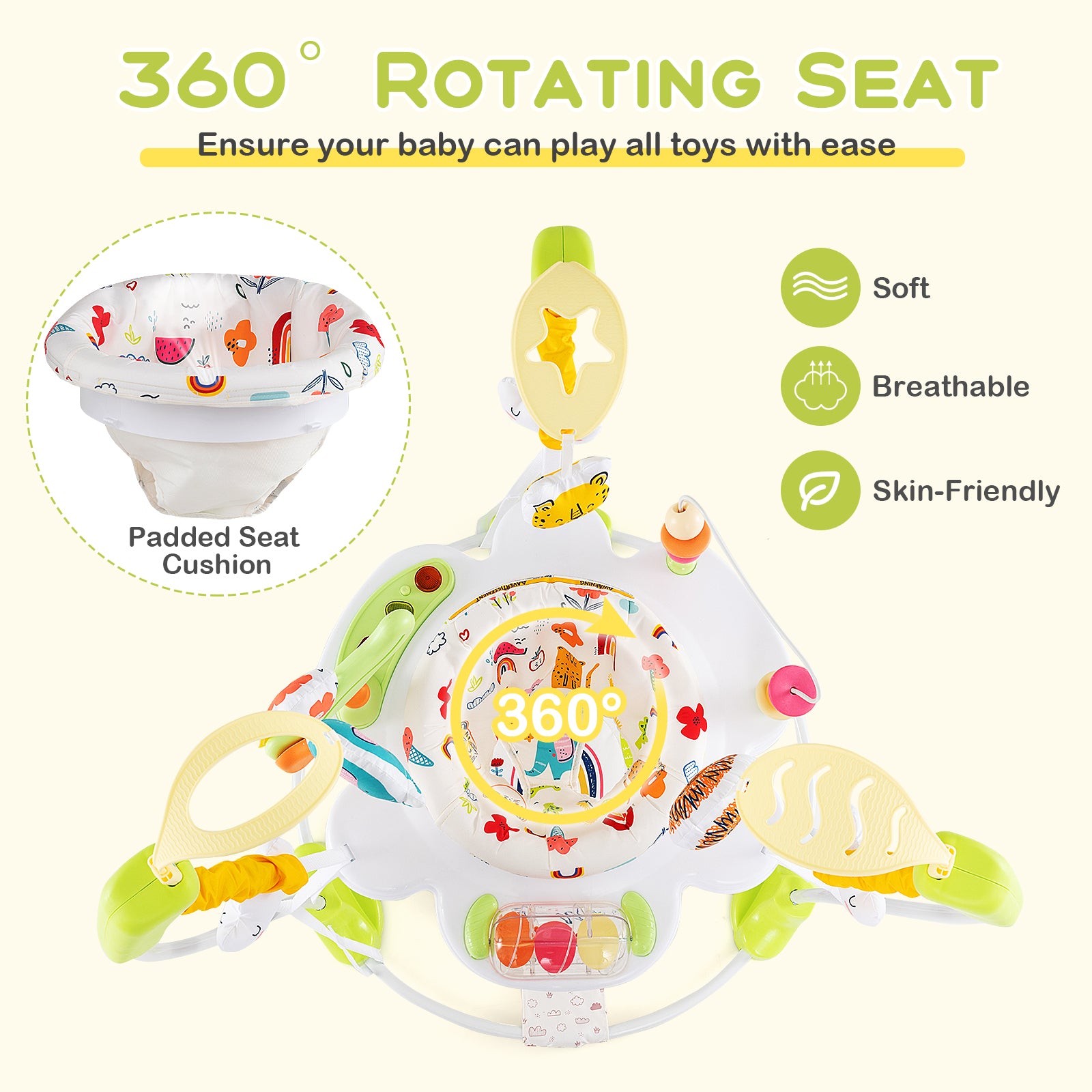Baby Activity Center, Height Adjustable Bouncing Saucer With Toys, Yellow Baby Gyms & Playmats at Gallery Canada