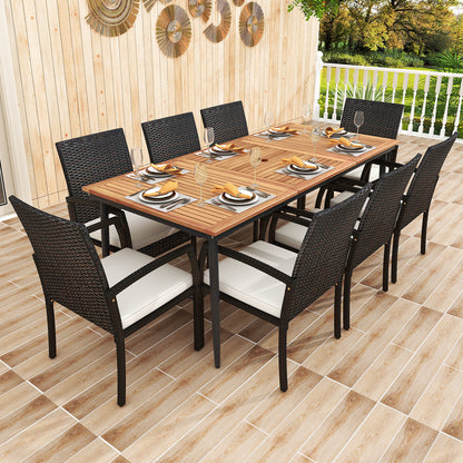 9-Piece Patio Dining Set, Rattan Chairs With Cushions, Natural Patio Dining Sets at Gallery Canada