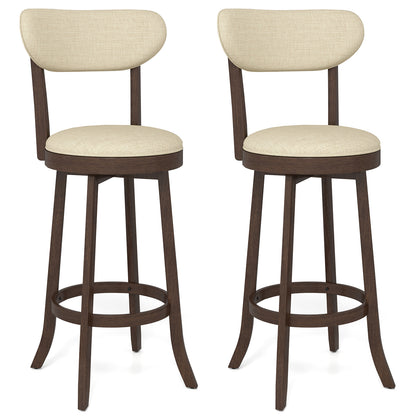 30.5 Inch Swivel Barstool Set, Padded Seat and Backrest, Brown Bar Stools at Gallery Canada