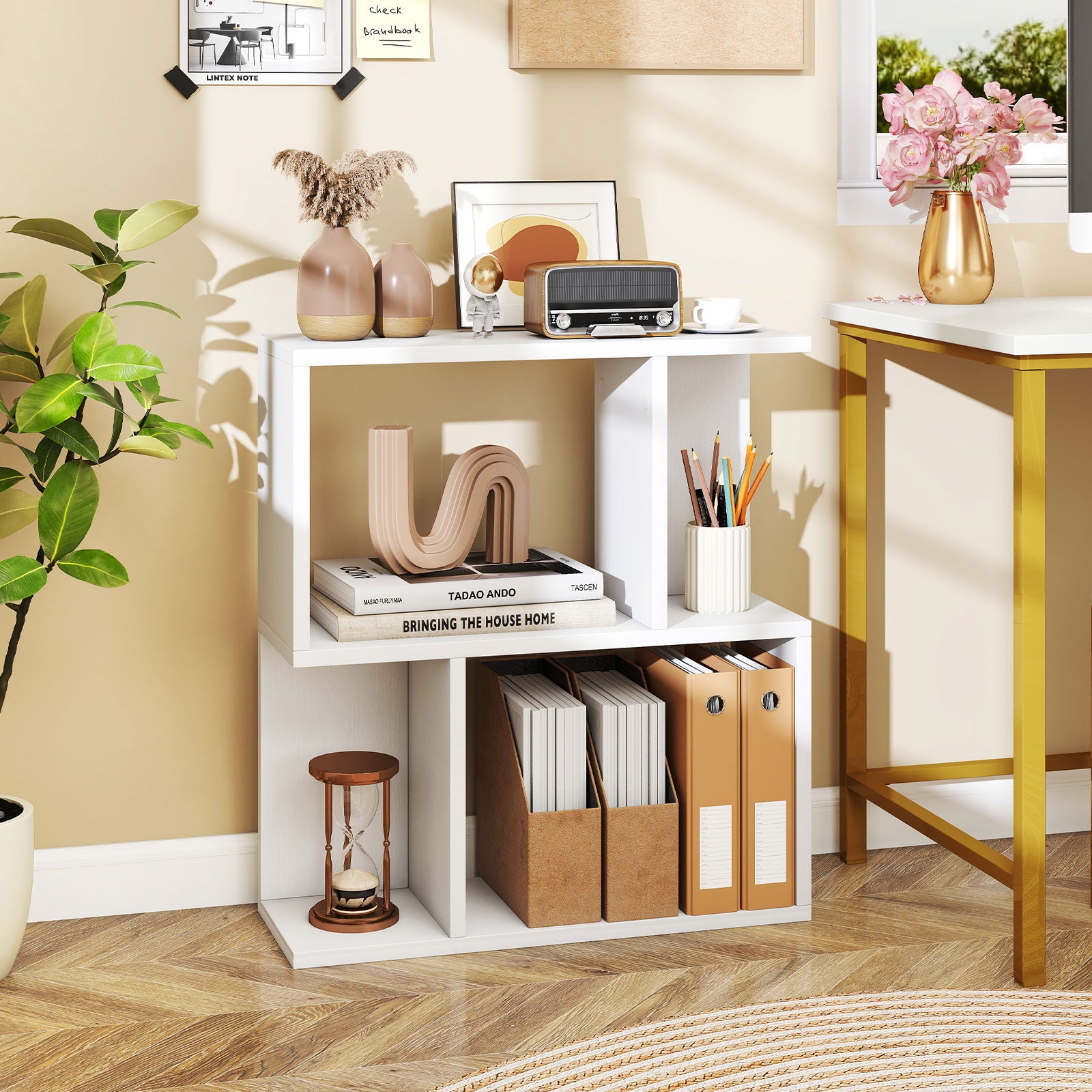 3-Tier Bookshelf With Display Shelf, White Bookcases at Gallery Canada