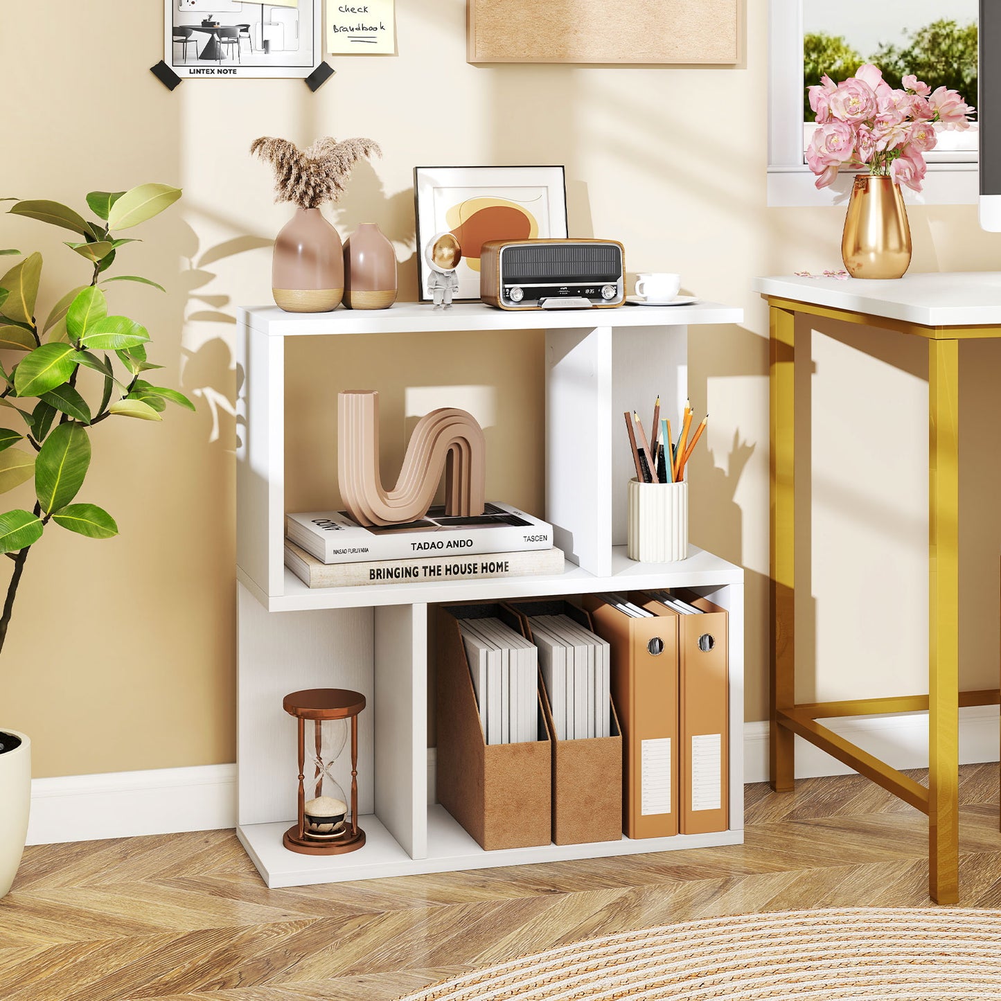 3-Tier Bookshelf With Display Shelf, White Bookcases at Gallery Canada