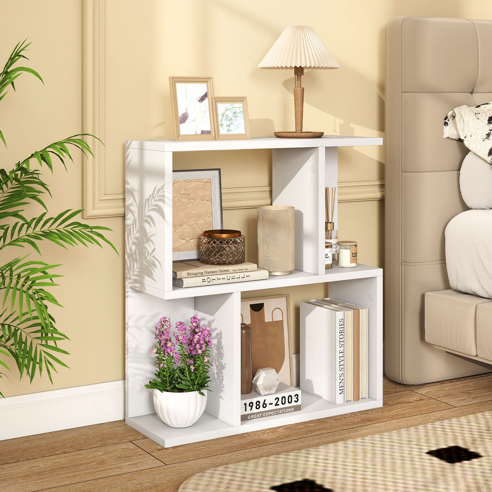 3-Tier Bookshelf With Display Shelf, White Bookcases at Gallery Canada