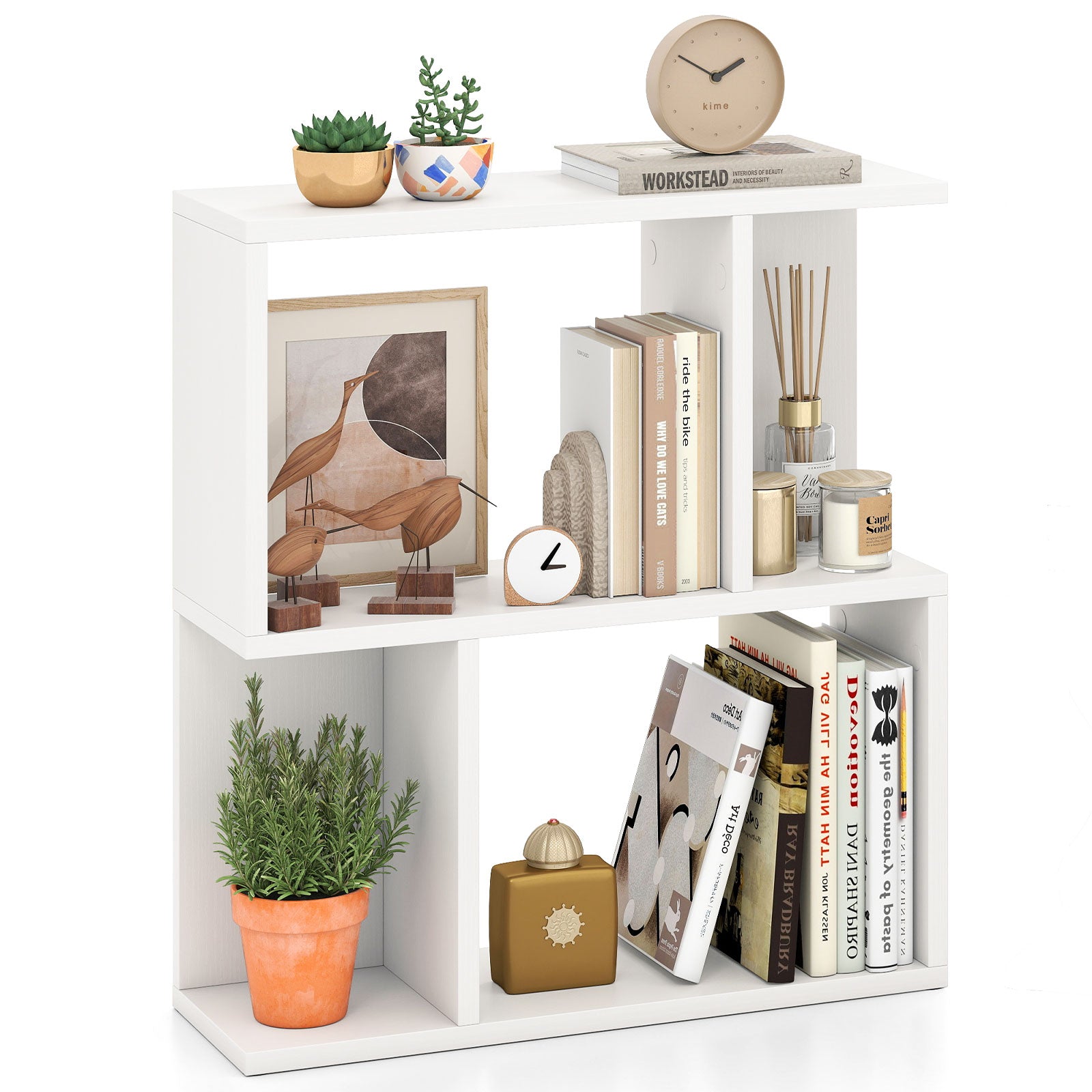 3-Tier Bookshelf With Display Shelf, White Bookcases at Gallery Canada