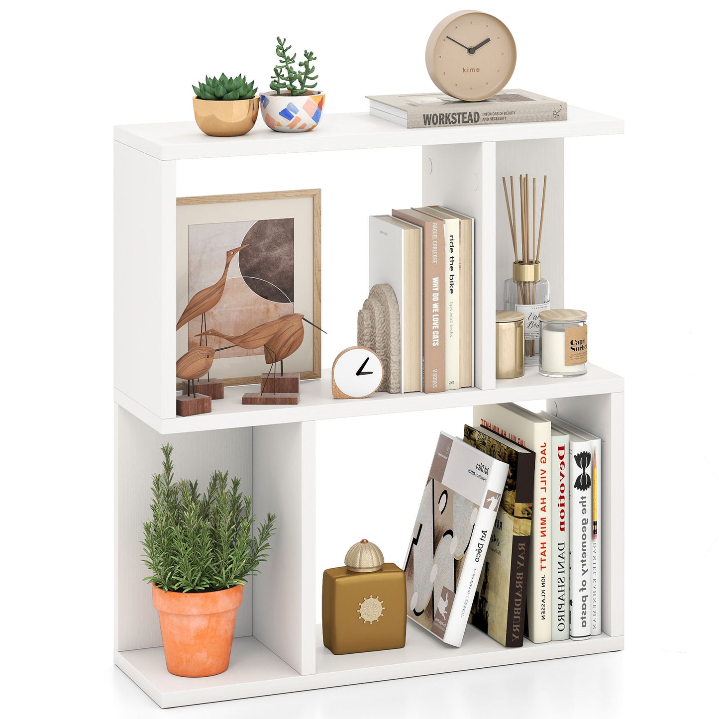 3-Tier Bookshelf With Display Shelf, White Bookcases at Gallery Canada