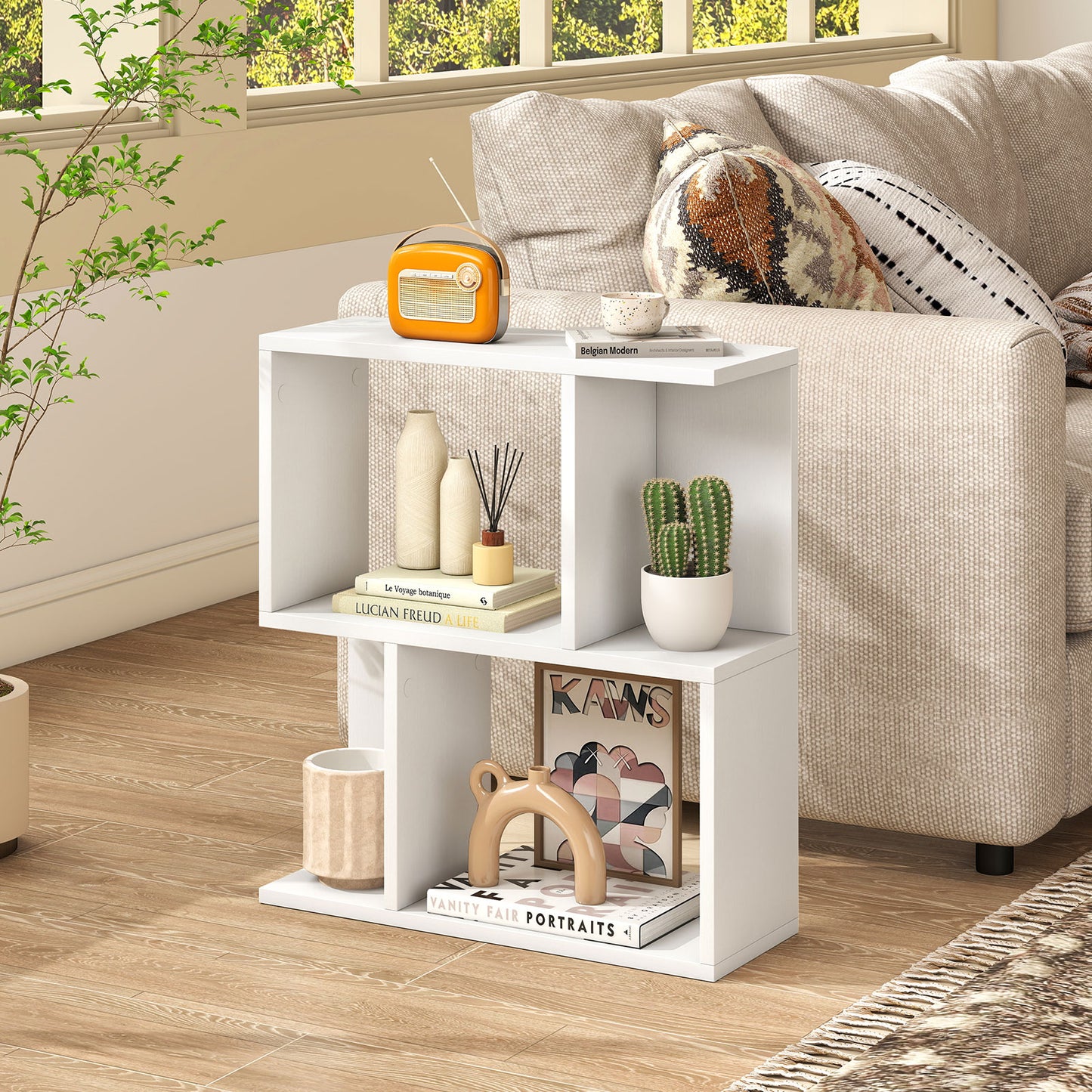 3-Tier Bookshelf With Display Shelf, White Bookcases at Gallery Canada