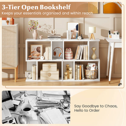 3-Tier Bookshelf With Display Shelf, White Bookcases at Gallery Canada
