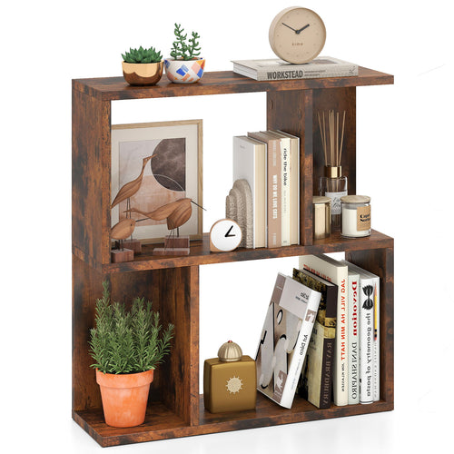 3-Tier Bookshelf With Display Shelf, Brown