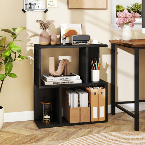 3-Tier Bookshelf With Display Shelf, Black