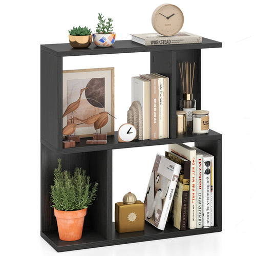 3-Tier Bookshelf With Display Shelf, Black