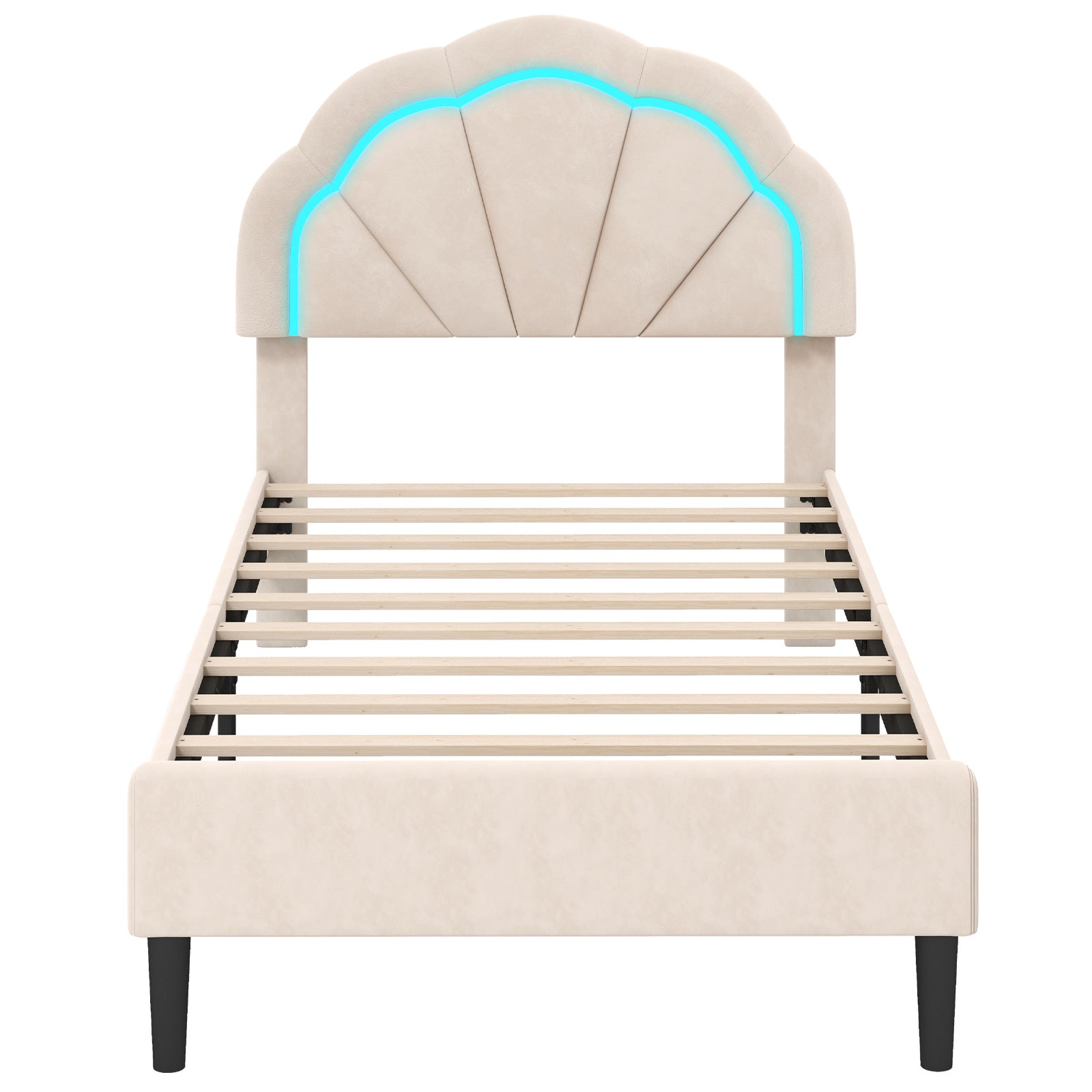 Upholstered LED Bed Frame, Adjustable Headboard, Twin Size Trundle Bed Frame at Gallery Canada