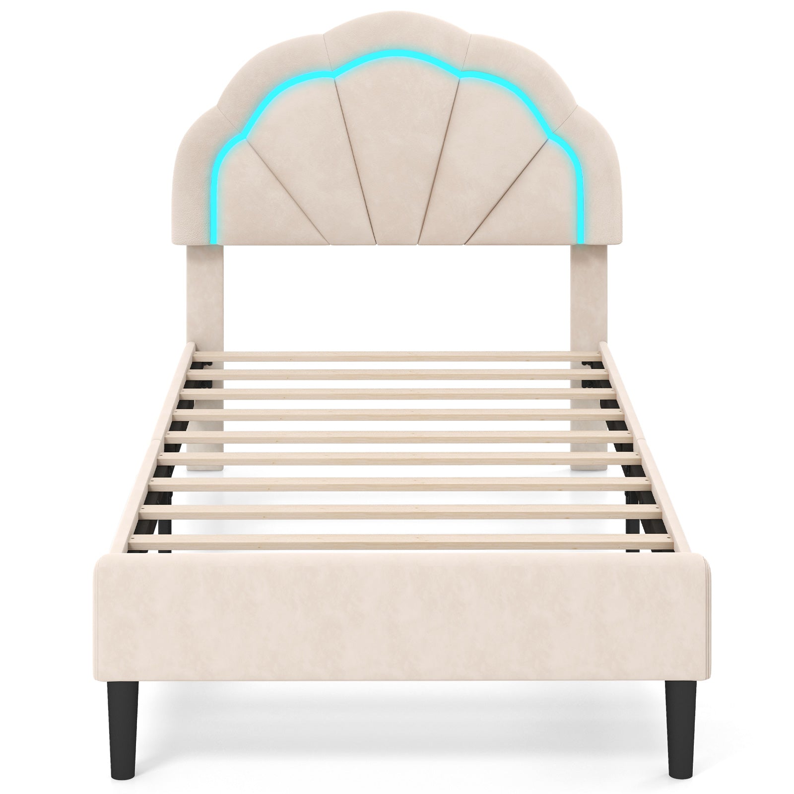 Upholstered LED Bed Frame, Adjustable Headboard, Twin Size Trundle Bed Frame at Gallery Canada